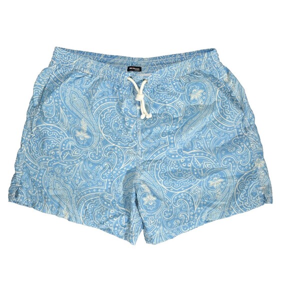 Kiton Napoli Men’s Blue Paisley Swim Trunks Shorts Size XL Made in Italy UCOM2C